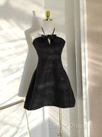 Sexy A Line Halter Black Holiday Dresses Travel Vacation Dresses Short Birthday Dresses
