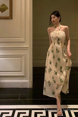 Sexy A Line Halter Floral Prom Dresses Birthday Outfits Evening Gown