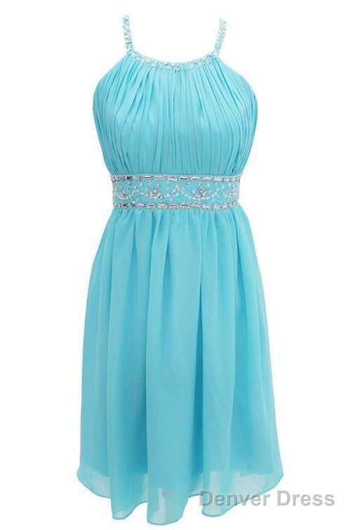 Sexy A Line Halter Knee Length Chiffon Homecoming Dresses With Beading Secondary image