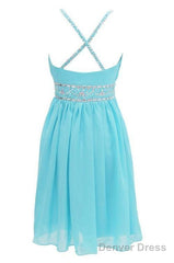 Sexy A-Line Halter Knee Length Chiffon Homecoming Dress With Beading