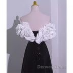 Sexy A Line Off The Shoulder Long Black Sequin Prom Dresses