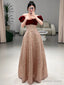 Sexy A Line Off The Shoulder Sequin Floor Length Prom Dress