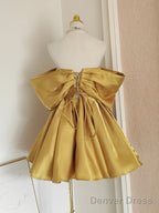 Sexy A Line Off The Shoulder Yellow Satin Travel Vacation Dress Short Birthday Dresses
