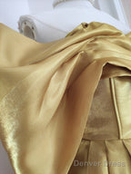 Sexy A Line Off The Shoulder Yellow Satin Travel Vacation Dress Short Birthday Dresses