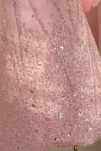 Sexy A Line Scoop Pink Sequin Travel Vacation Dress Short Birthday Dresses