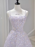 Sexy A Line Sleeveless Pink Floral Long Prom Dresses