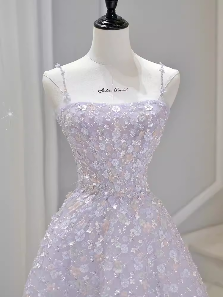 Sexy A Line Sleeveless Pink Floral Long Prom Dresses