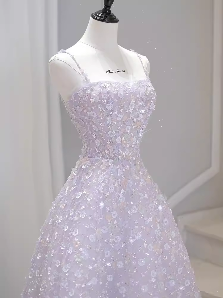 Sexy A Line Sleeveless Pink Floral Long Prom Dresses