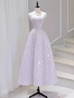 Sexy A Line Sleeveless Pink Floral Long Prom Dresses