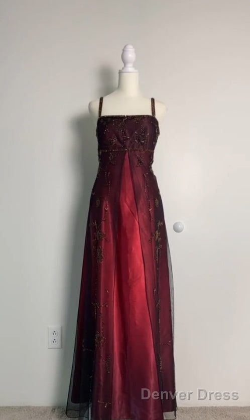 Sexy A Line Spaghetti Straps Burgundy Long Evening Dress Party Dress Prom Dresses Secondary image