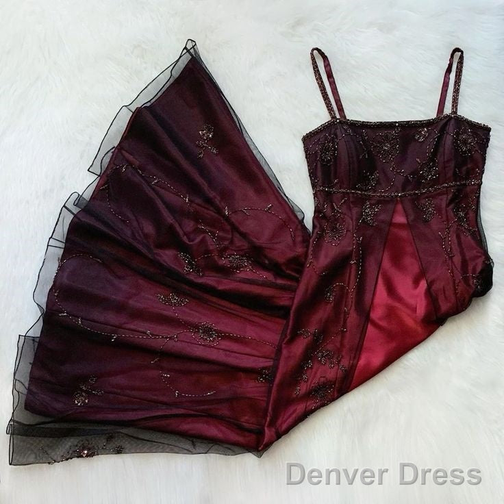 Sexy A Line Spaghetti Straps Burgundy Long Evening Dress Party Dress Prom Dresses Main image