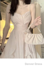 Sexy A Line Spaghetti Straps Champagne Prom Dress Night Dresses Birthday Outfits