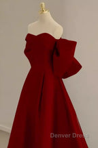 Sexy A Line Strapless Red Long Prom Dresses