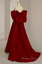 Sexy A Line Strapless Red Long Prom Dresses