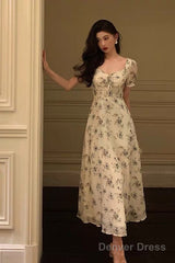 Sexy A Line Straps Floral Chiffon Ruffles Prom Dresses Birthday Outfits Evening Gown