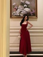 Sexy A Line Straps Red Ankle Length Prom Dress Birthday Outfits Prom Dresses