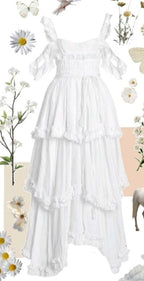 Sexy A Line Straps Ruffles Floor Length Chiffon White Prom Dresses 1697