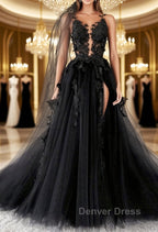 Sexy Backless Appliques Black Lace Long Prom Dress, Black Lace Prom Dress, Black Prom Dresses