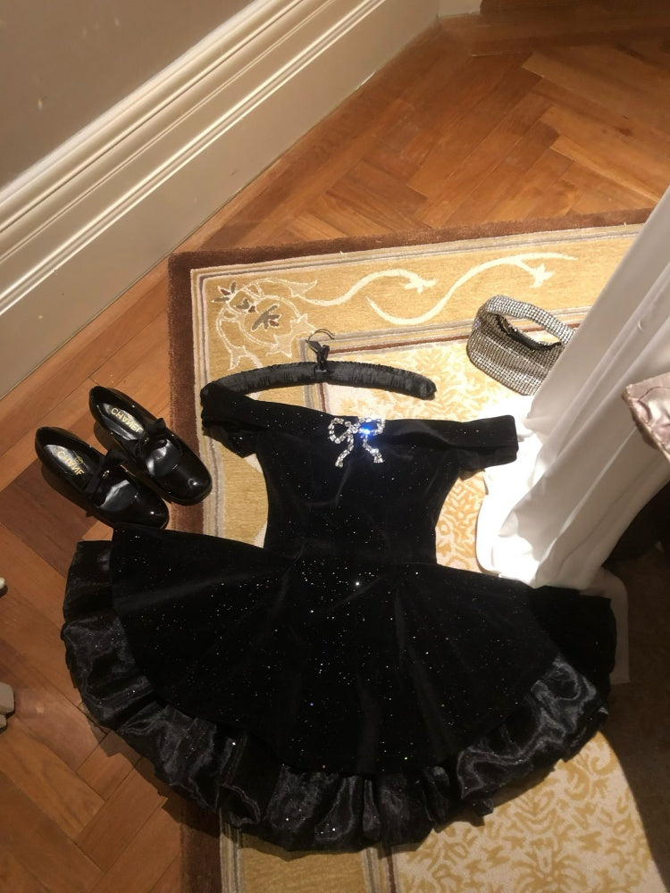 Sexy Ball Gowns Off The Shoulder Black Velvet Short Prom 8Th Grade Homecoming Dress Summer Middle School Hoco Dresses 6Th Grade Graduation Outfits Secondary image