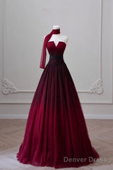 Sexy Ball Gown Strapless Long Burgundy Prom Dress Evening Dresses