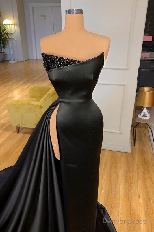 Sexy Black Long Prom Dress With Split Beadings Evening Gowns Secondary image