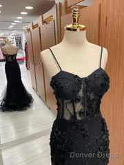 Sexy Black Mermaid Lace Long Prom Dress Evening Dress