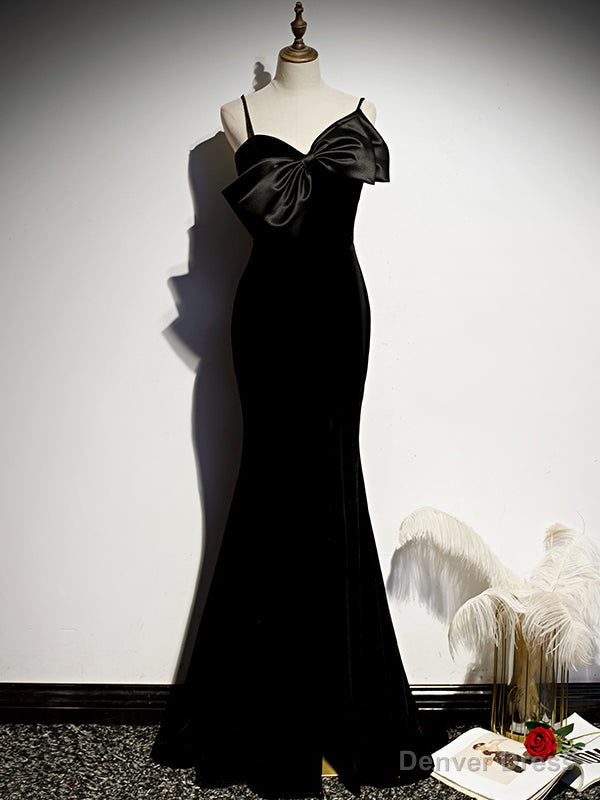 Sexy Black Mermaid Spaghetti Straps Prom Dresses