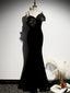 Sexy Black Mermaid Spaghetti Straps Prom Dresses