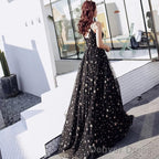 Sexy Black Sweetheart Tulle Long Party Dress, Chic Black Evening Dress Prom Dress