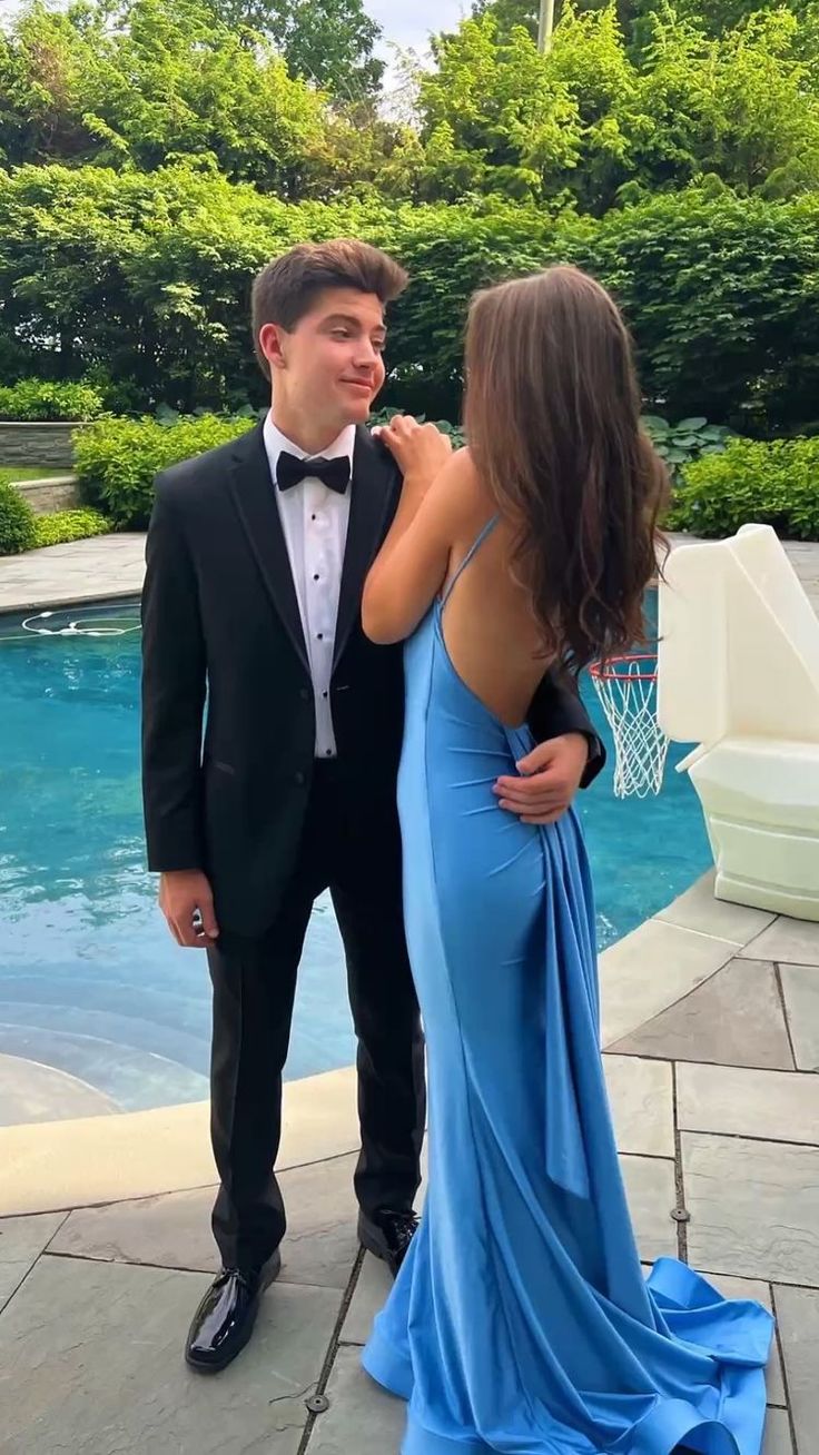 Sexy Blue Mermaid Prom Dress,Open Back Long Prom Dresses Secondary image
