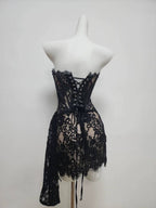 Sexy Burgundy Strapless Lace Sheath Short Cocktail Dress Homecoming Dresses