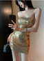 Sexy Champagne Tube Top Sequined Hip 17Th Birthday Homecoming Dresses