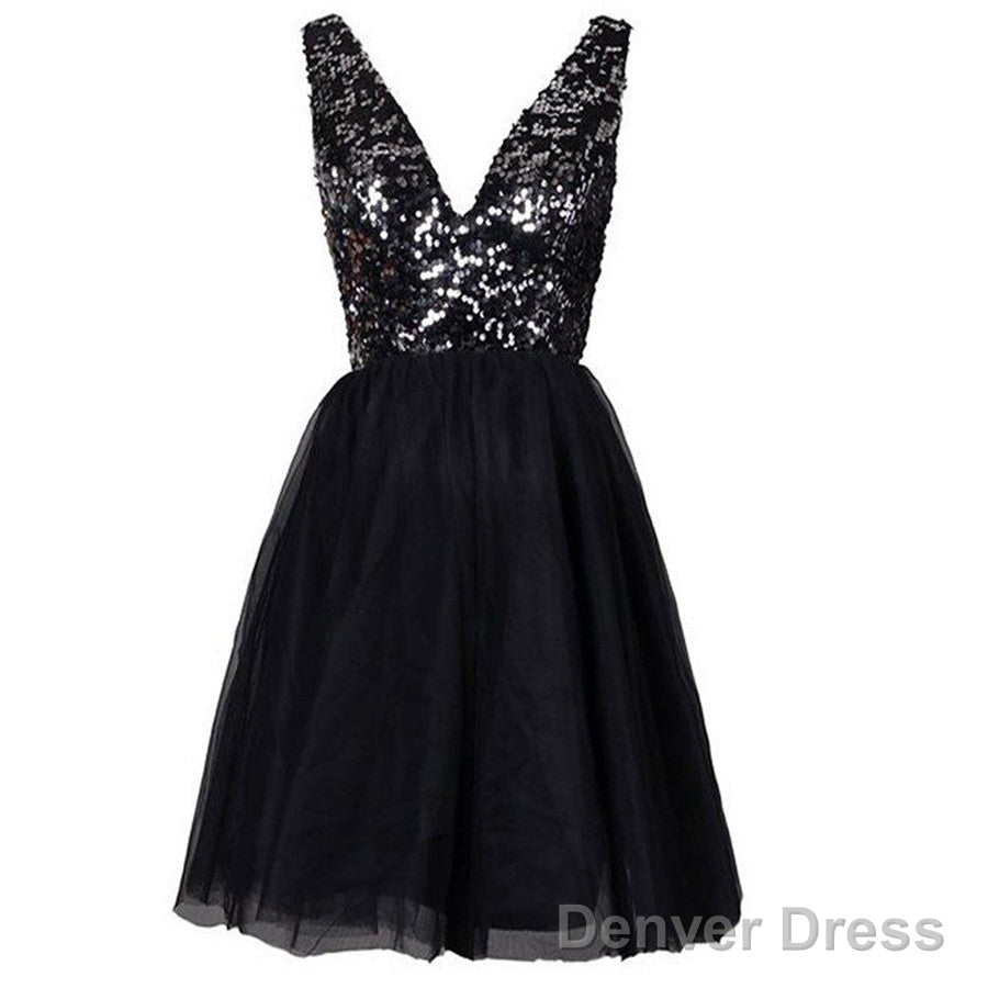 Sexy Clairvoyant Outfit Sparkly Sequined Open Back Deep V-Neck Prom Cocktail Homecoming Dresses Main image