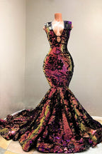 Sexy Deep V Neck Tulle Mermaid Prom Dresses Sequins Long With Wide Straps