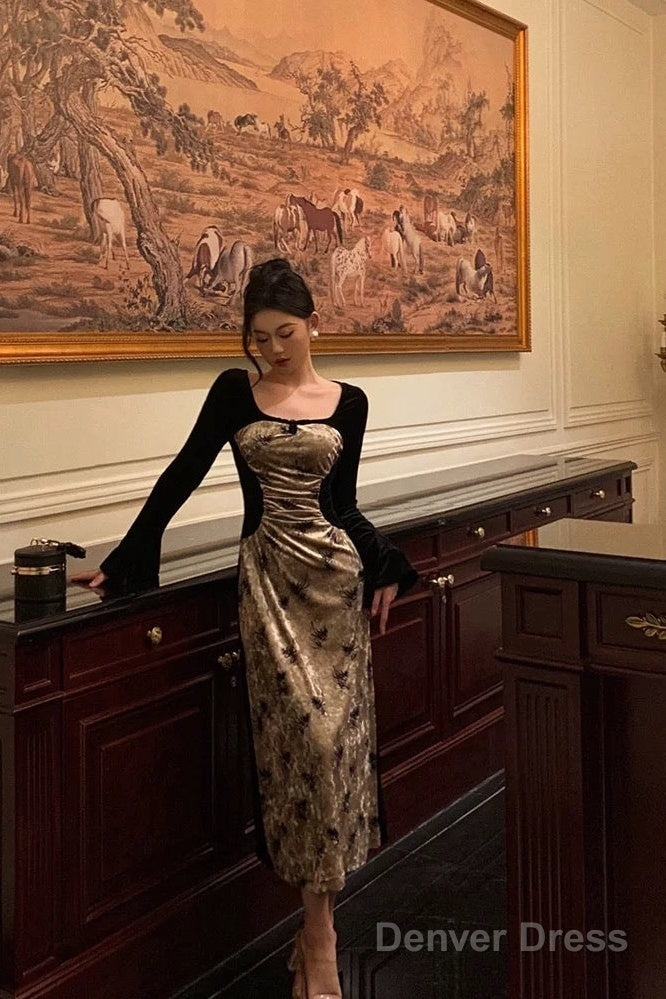 Sexy French A Line Square Neckline Velvet Black Prom Dresses Birthday Outfits Evening Gown