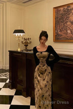 Sexy French A Line Square Neckline Velvet Black Prom Dresses Birthday Outfits Evening Gown