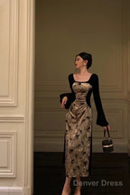 Sexy French A Line Square Neckline Velvet Black Prom Dresses Birthday Outfits Evening Gown