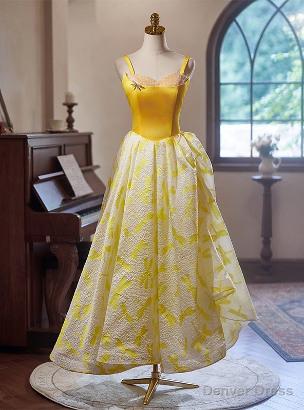Sexy Gold Print Straps Prom Dresses Main image