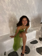 Sexy Green Sheath Spaghetti Strap Beaded Tulle Prom Dress With Slit