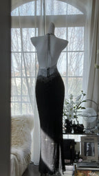 Sexy Halter Neck Backless Beaded Chiffon Black Mermaid Evening Gown Prom Dress