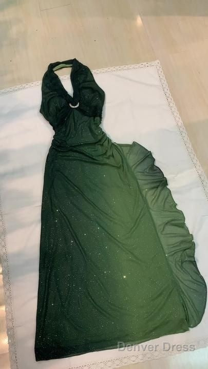 Sexy Halter Ombre Green Chiffon Backless Long Prom Dress Evening Dress Main image