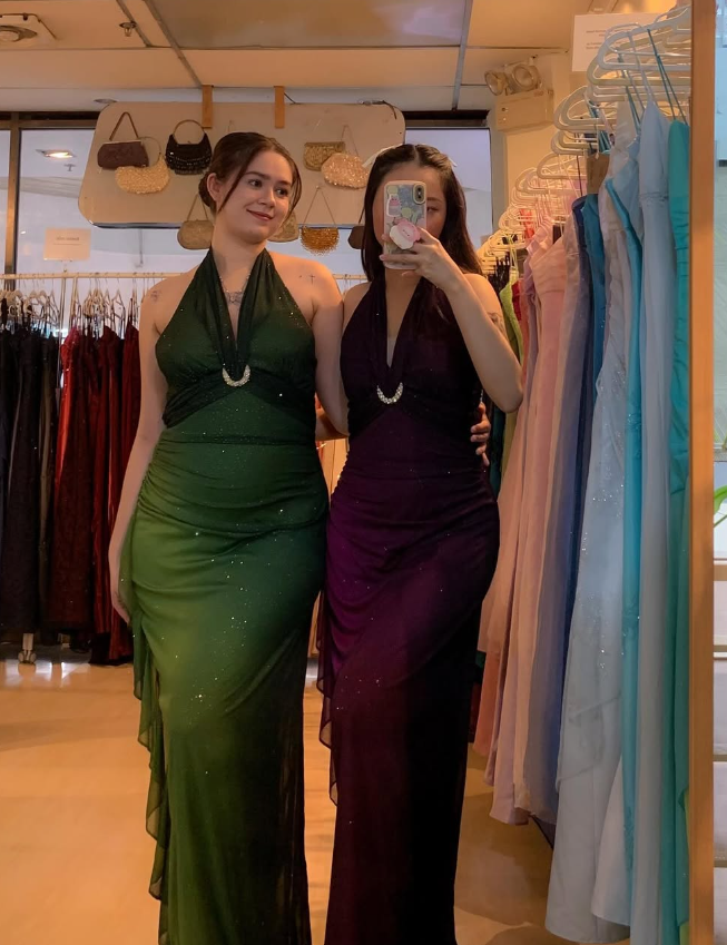Sexy Halter Ombre Green Chiffon Backless Long Prom Dress