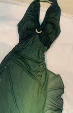 Sexy Halter Ombre Green Chiffon Backless Long Prom Dress