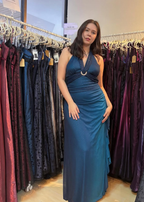 Sexy Halter Ombre Green Chiffon Backless Long Prom Dress