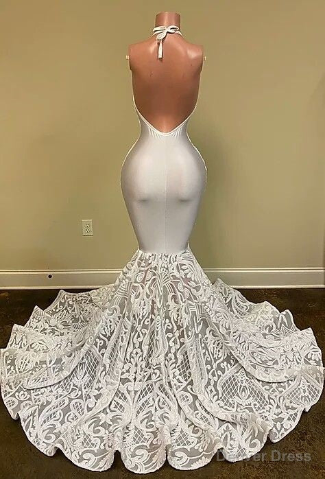 Sexy Hater Deep V Neck Backless Ivory Prom Dresses with Flowers Bottom