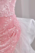 Sexy High Low Off The Shoulder Pink Velvet Prom Dresses