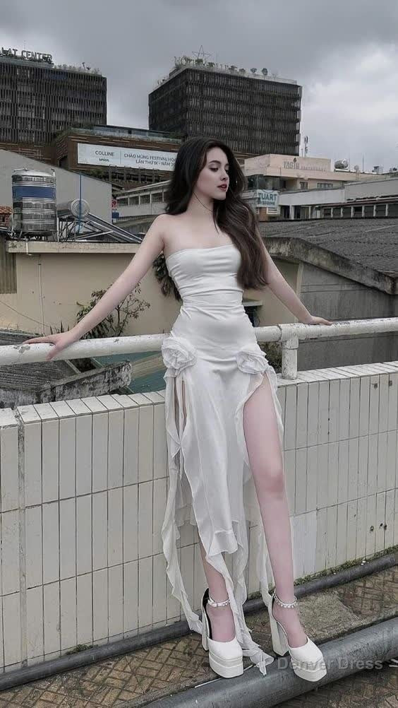 Sexy High Low Strapless White Prom Dresses 21th Birthday Main image