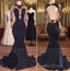 Sexy Mermaid Black Gold Long-Sleeve Prom Dresses