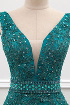 Sexy Mermaid Deep V Neck Beading Prom Dresses