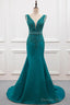 Sexy Mermaid Deep V Neck Beading Prom Dresses